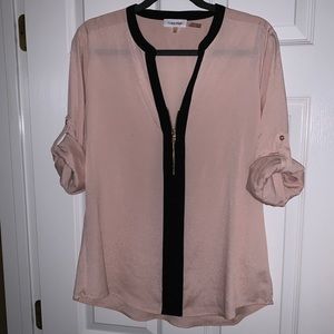 Calvin Klein Roll-Up Sleeve Rose Pink Blouse